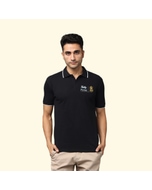 Greys&Blues Pima Collar T-Shirt- Black with White